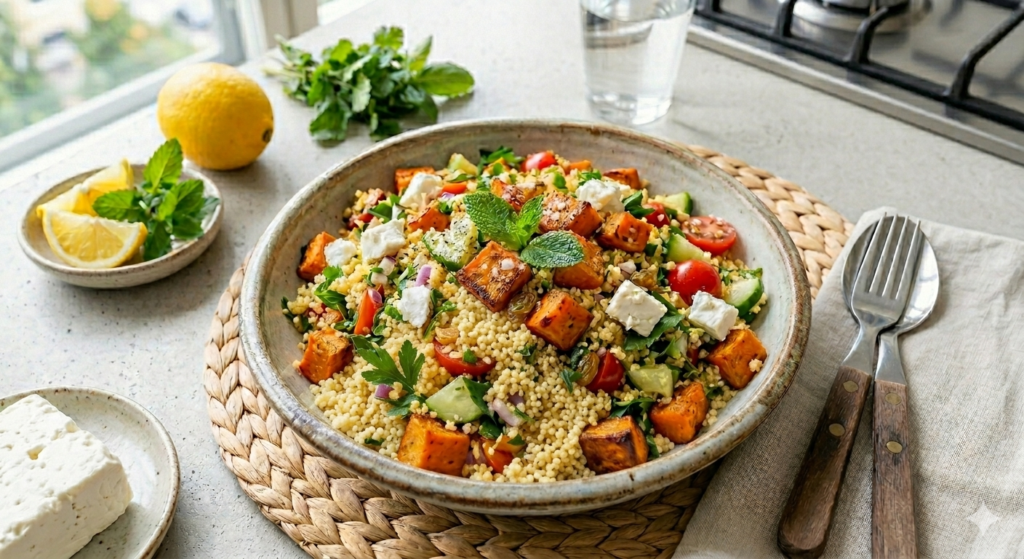 Ruokaisa bataatti couscous