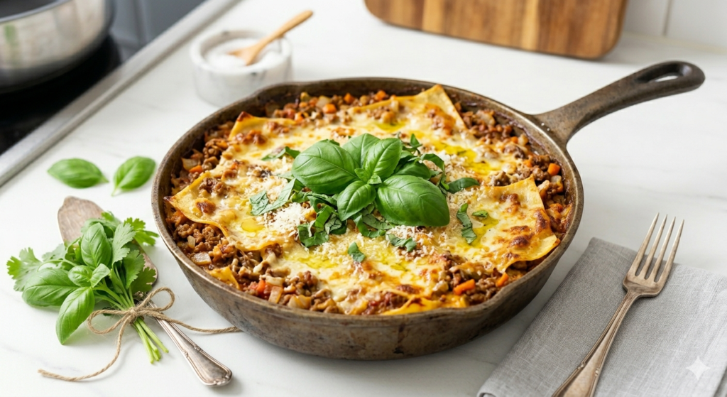 Pannulasagne paistinpannussa